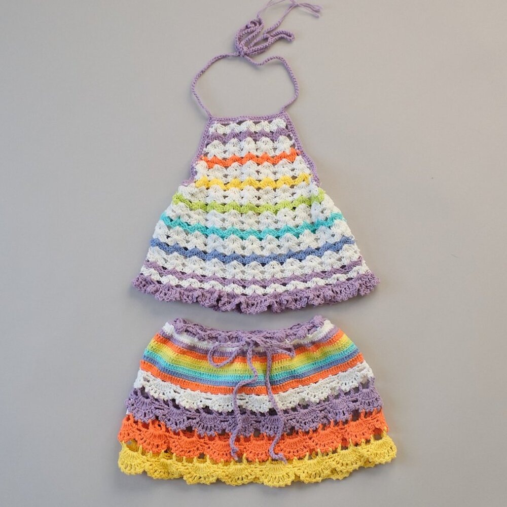 BELA & NUNI CROCHET HALTER TOP AND SKIRT SET